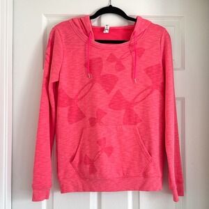 Under Armour Women's Small Pink Logo Hoodie Pullover Sweatshirt‎ Activewear